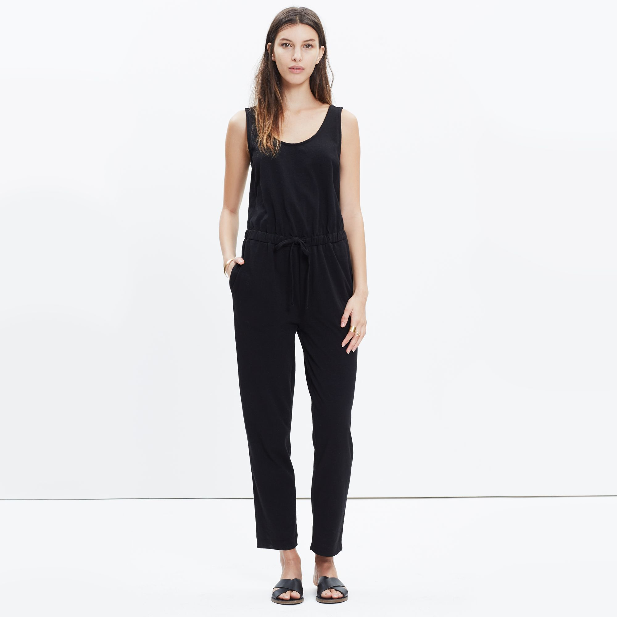 black jersey knit jumpsuit