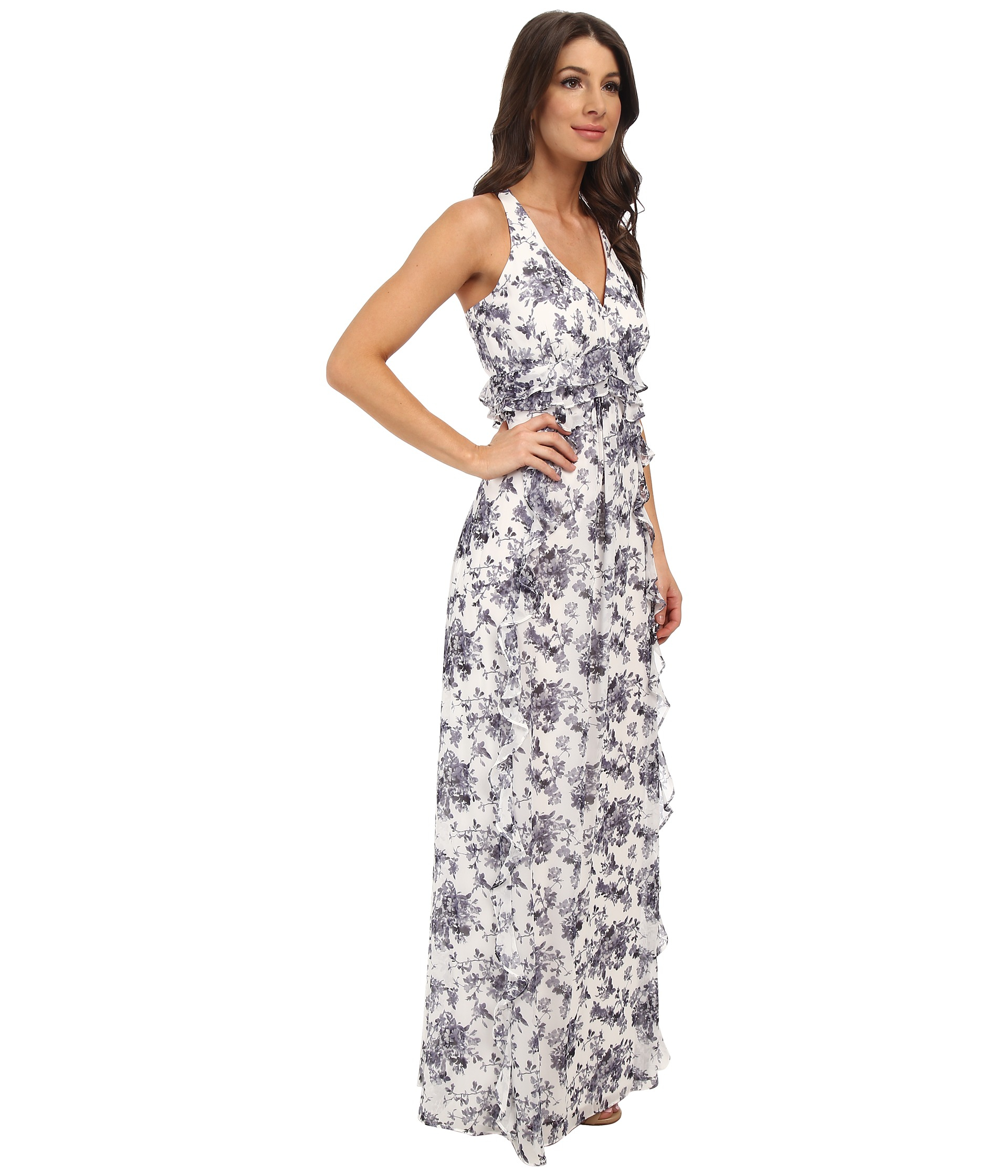 jessica simpson ruffled maternity maxi dress
