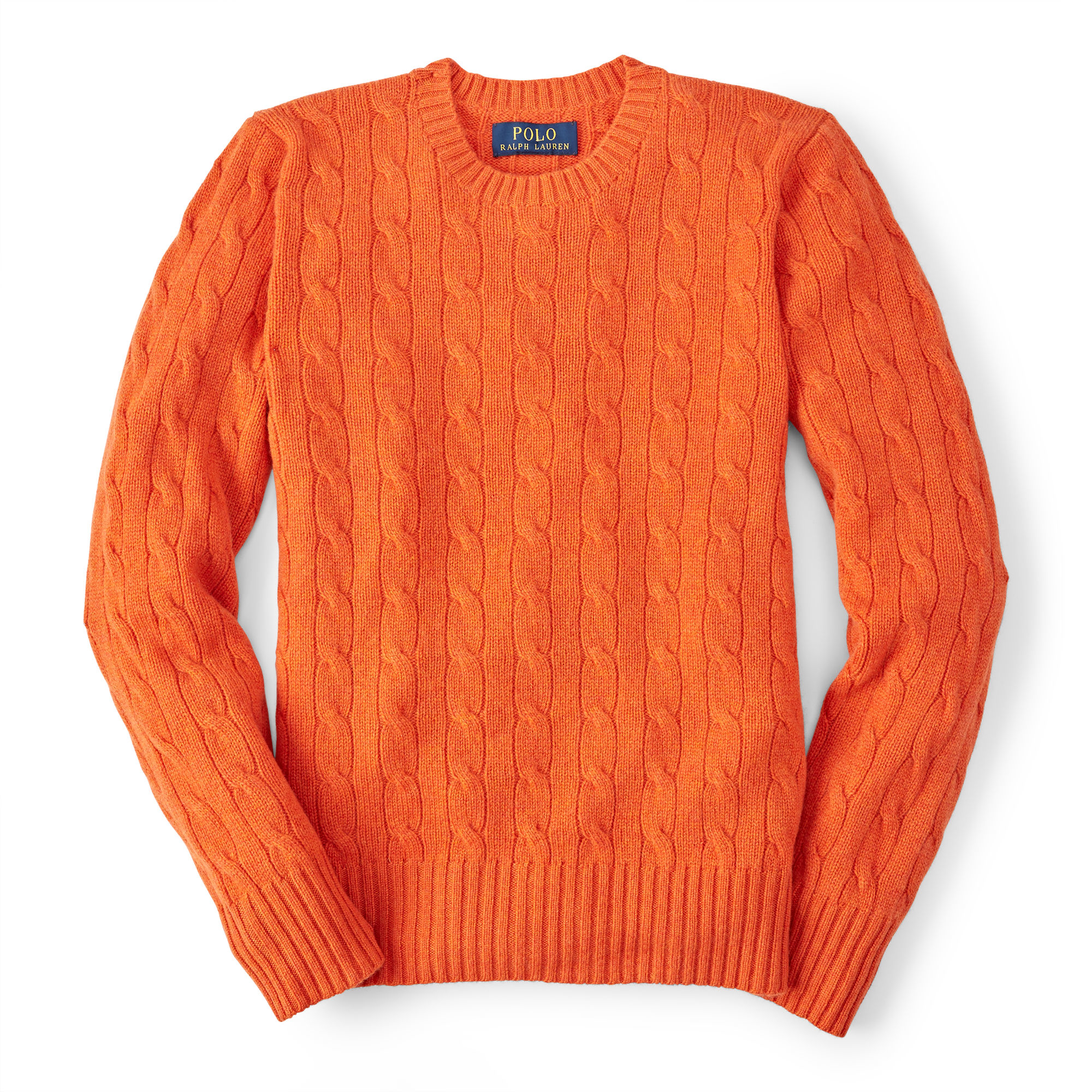 Ralph Lauren Cable-knit Cashmere Sweater in Orange - Lyst