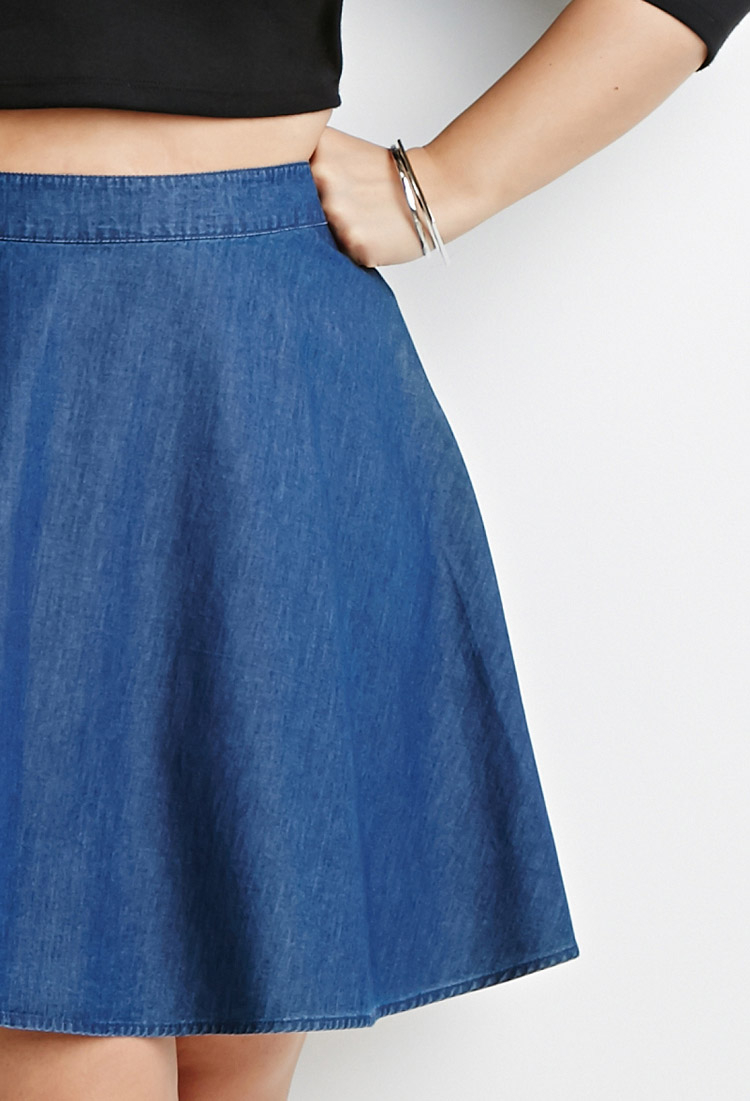 plus size denim skater skirt