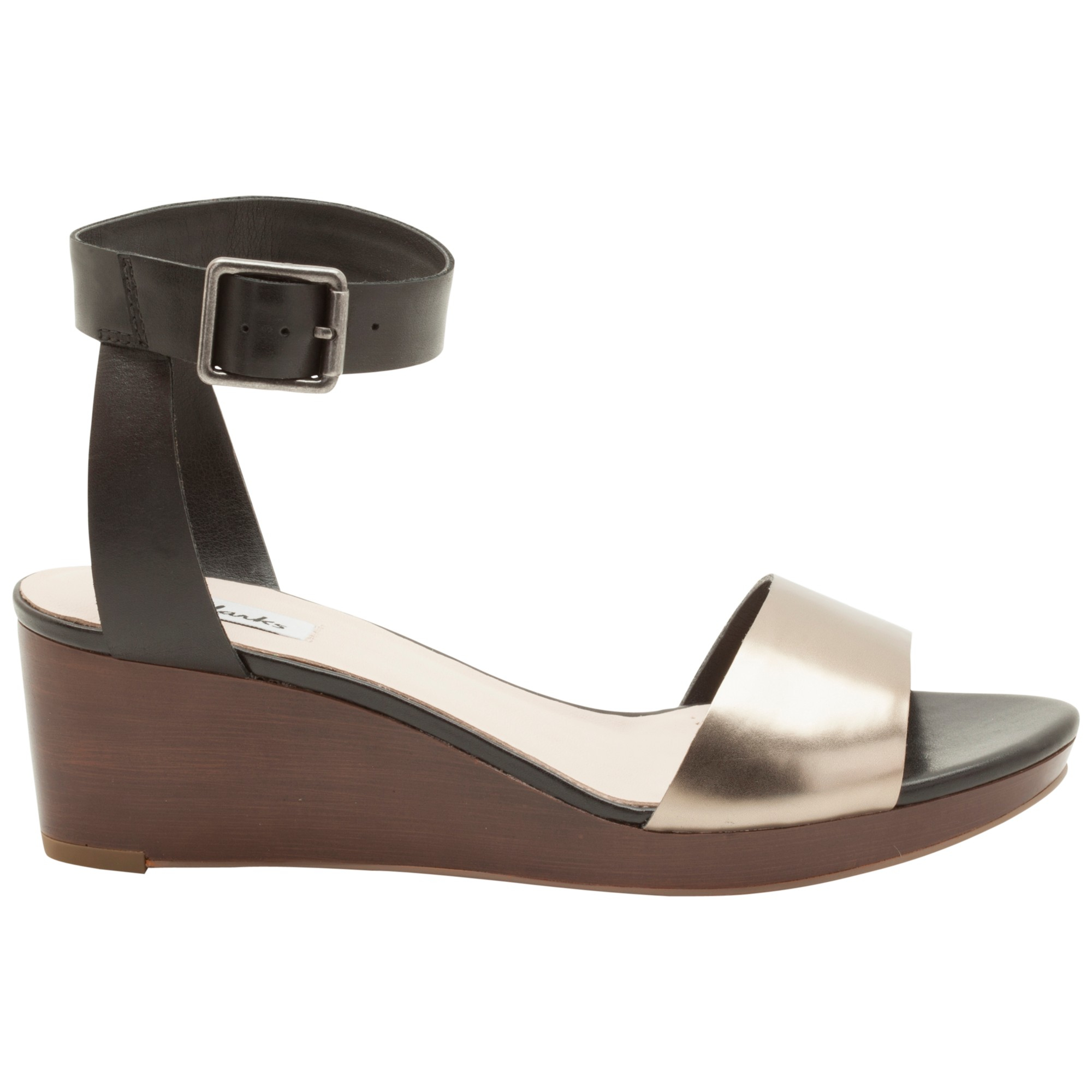 clarks ornate jewel two part wedge black sandals