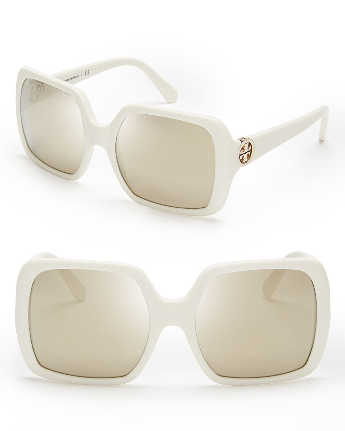 Tory Burch Modern Mirrored Oversized Square Sunglasses in Ivory (White) Lyst