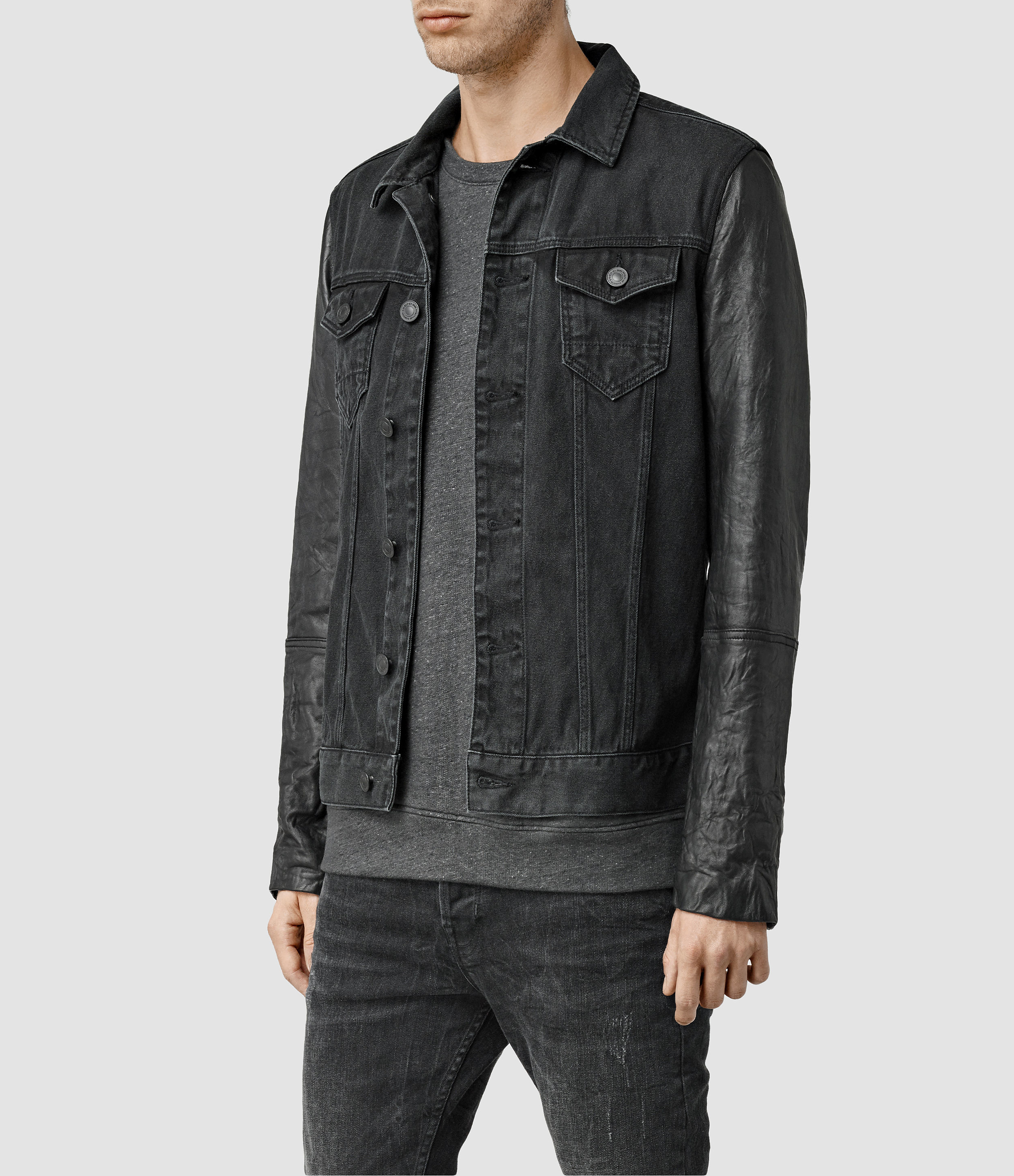 AllSaints Keston Denim Jacket in Grey (Gray) for Men Lyst