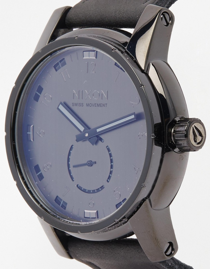 Lyst - Nixon Patriot Leather Strap Watch A938 in Black for Men