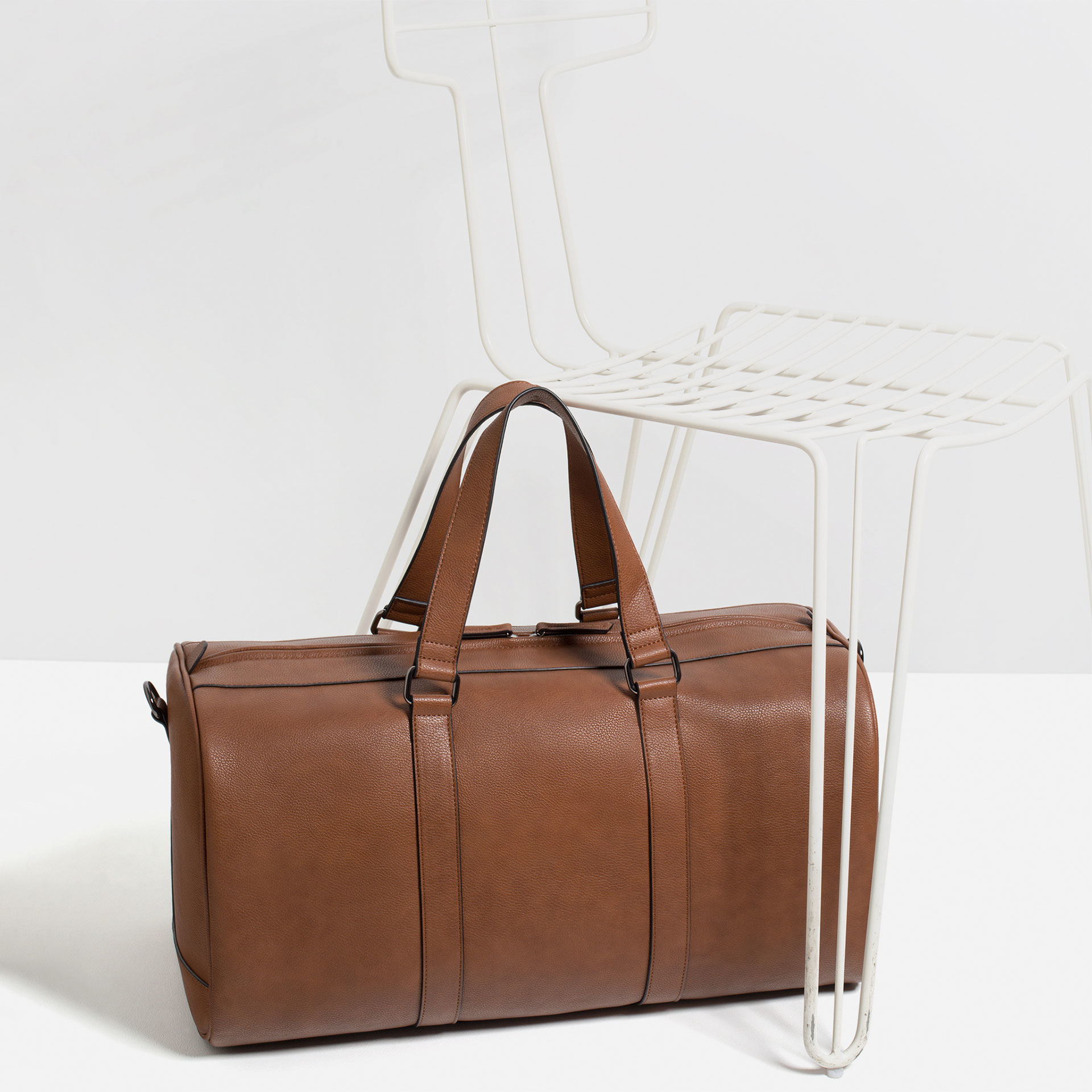 Zara Tumbled Effect Travel Duffel Bag in Brown for Men Lyst