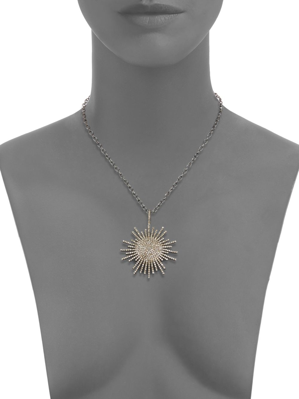 Bavna 557 Tcw Pavé Diamond Sterling Silver Sunburst Pendant Necklace Gallery