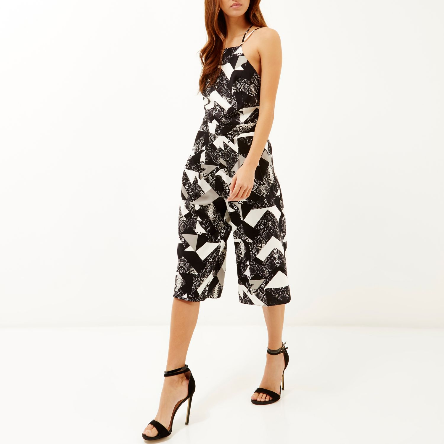 river island black and white playsuit