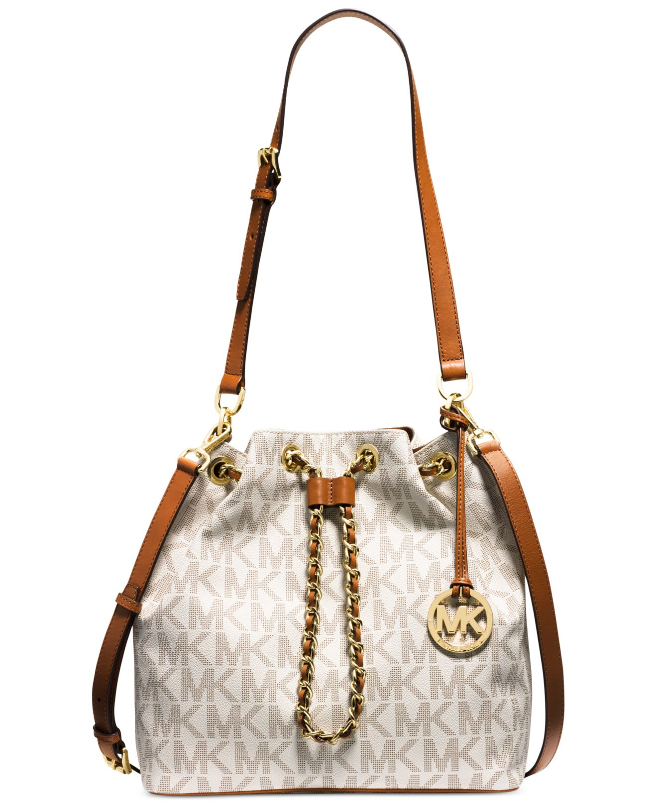 Michael Kors Michael Frankie Large Drawstring Convertible Shoulder Bag in  Natural | Lyst