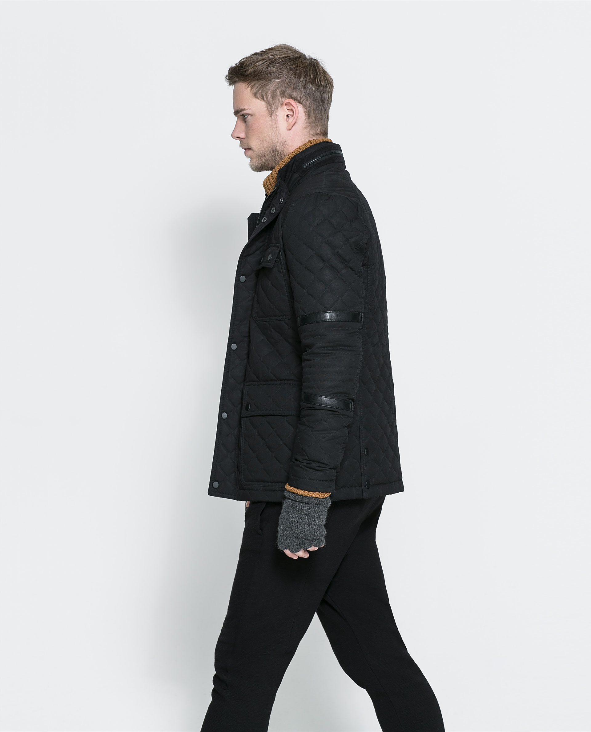 Zara Combination Three Quarter Length Coat in Black for Men Lyst