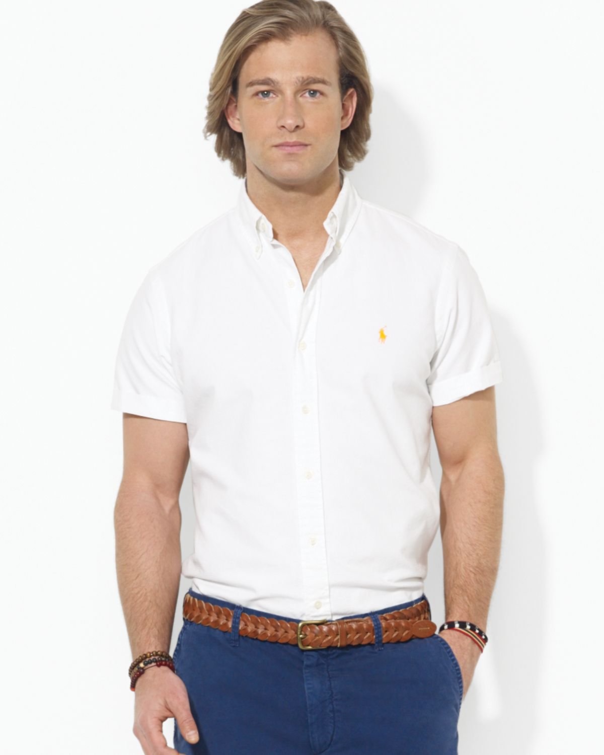 Ralph Lauren Polo Short Sleeve Oxford Button Down Shirt - Regular Fit ...