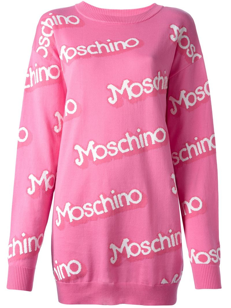 Love Moschino, Dresses, Authentic Vintage Black Pink Love Moschino Logo  Barbie Sweater Dress Like New