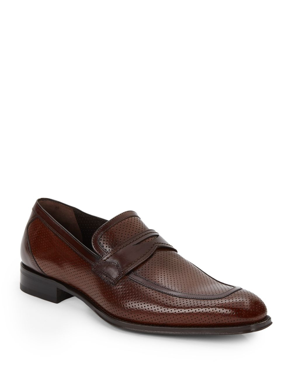 Mezlan Perforated Leather Loafers in Brown for Men | Lyst