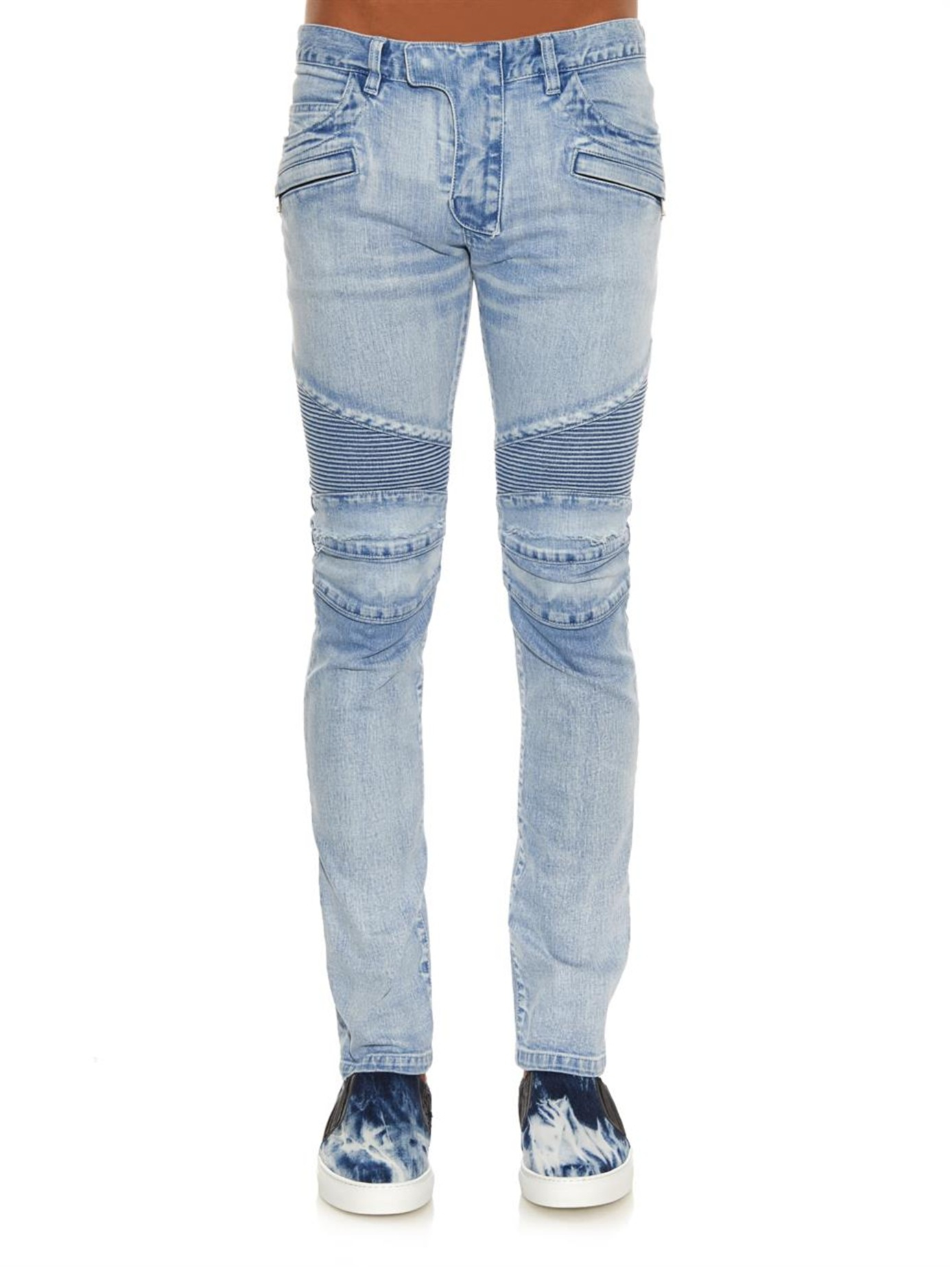 楽天市場 Balmain Slim-Fit Jeans In Denim With Rips And Ribbed Details - www ...
