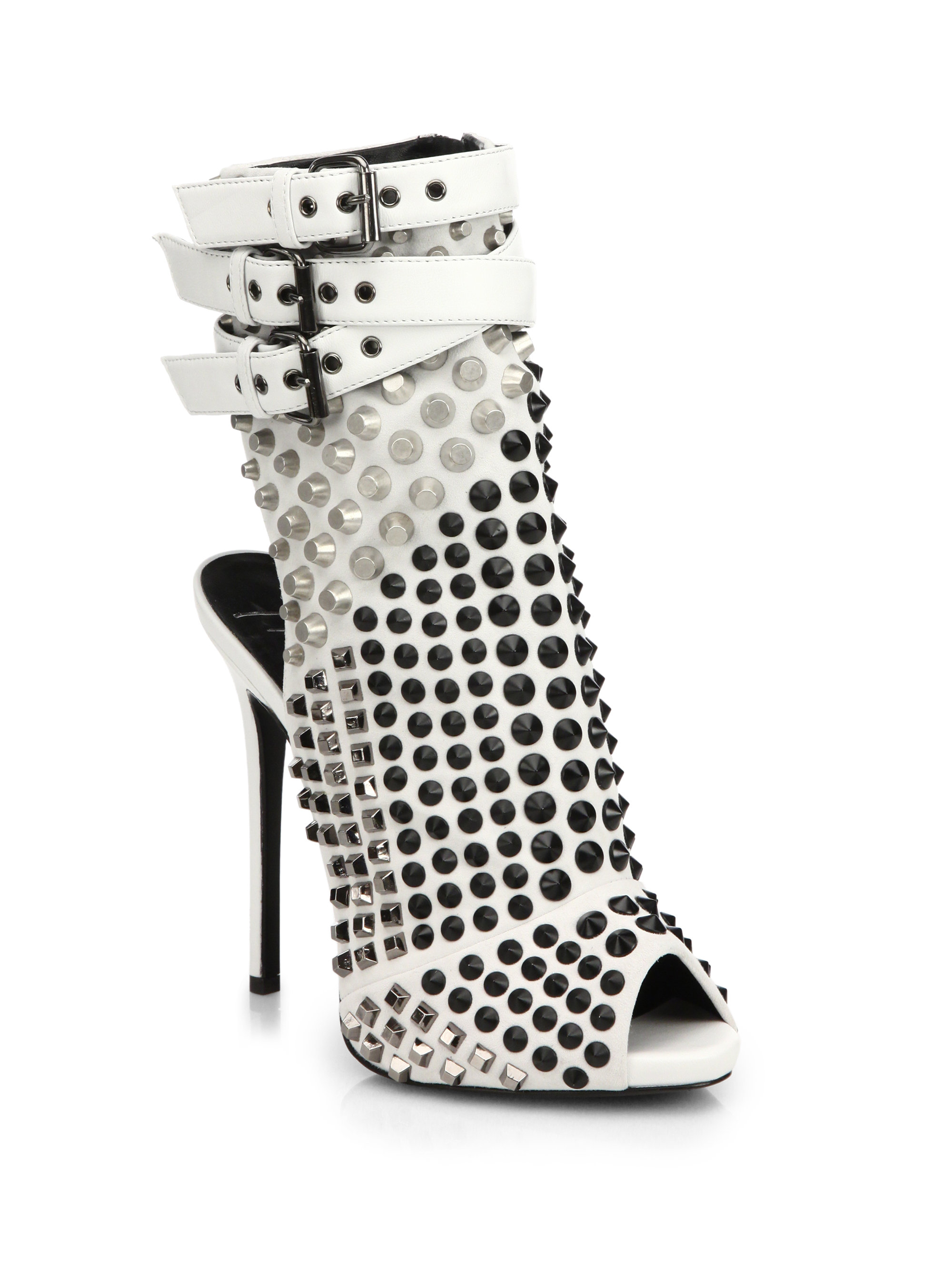 Giuseppe Zanotti Studded Platform Ankle Boot Sandals in White - Lyst