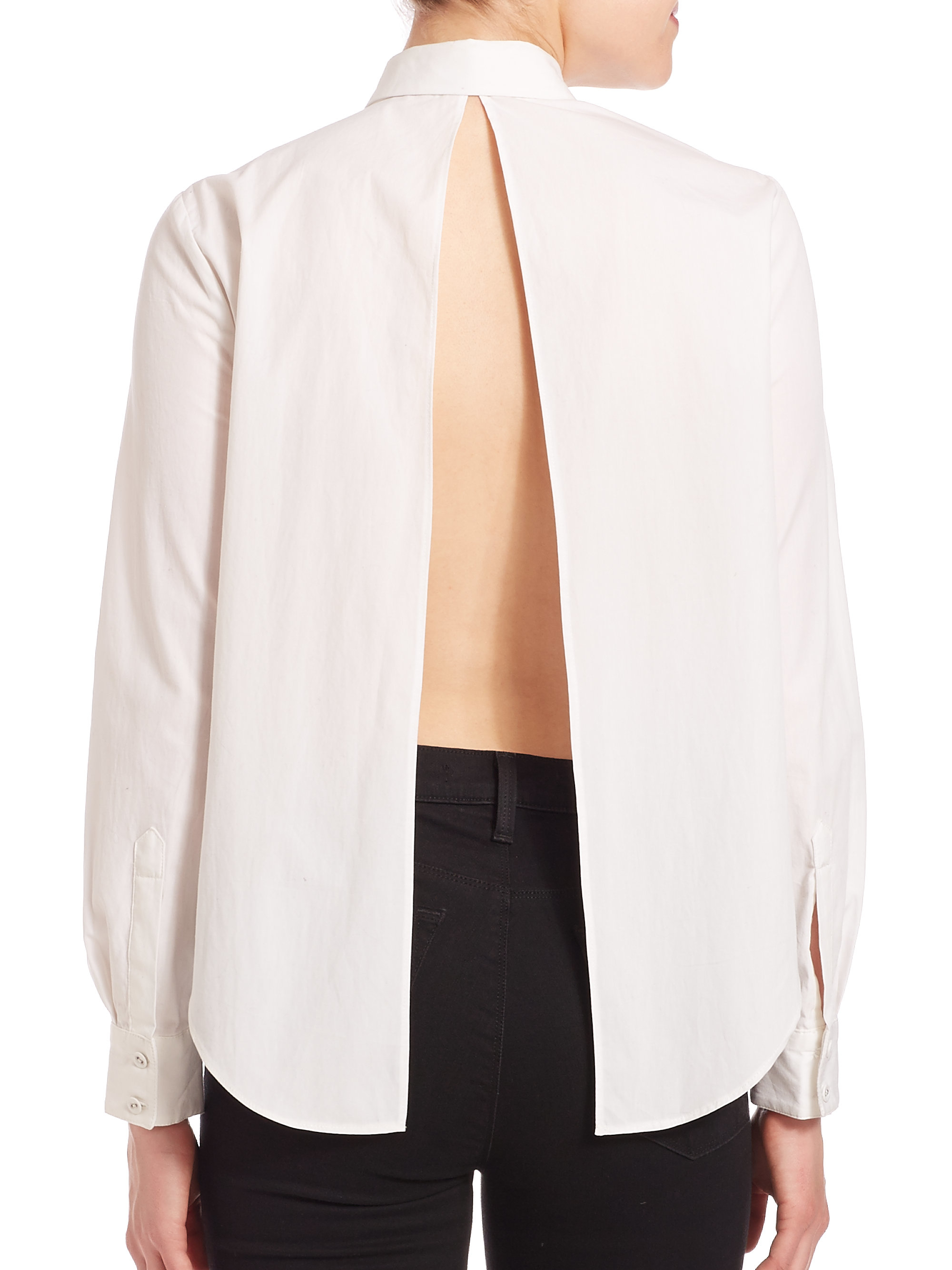 white open back shirt