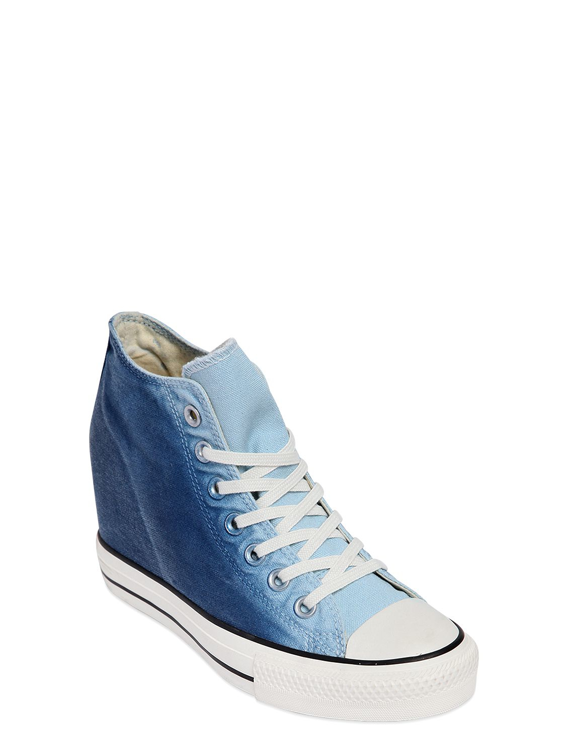 Converse 80mm Star Mid Lux Denim Wedge Sneakers in Blue | Lyst UK