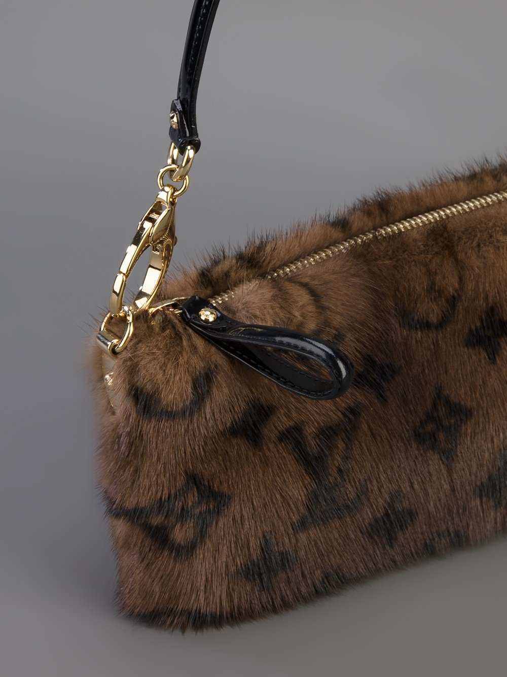 Louis Vuitton Pattern Print Mink Fur Bag Charm