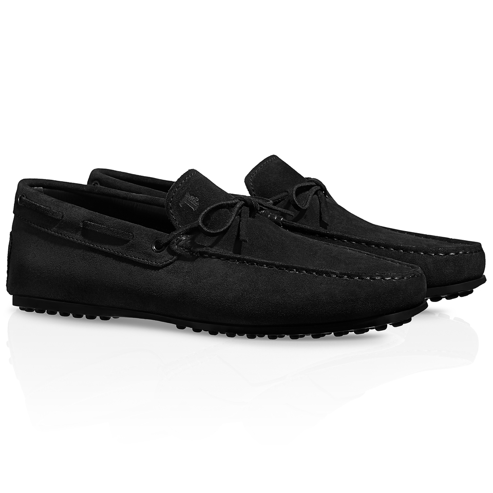 Tod's City Gommino Moccasins In Suede in Black for Men | Lyst