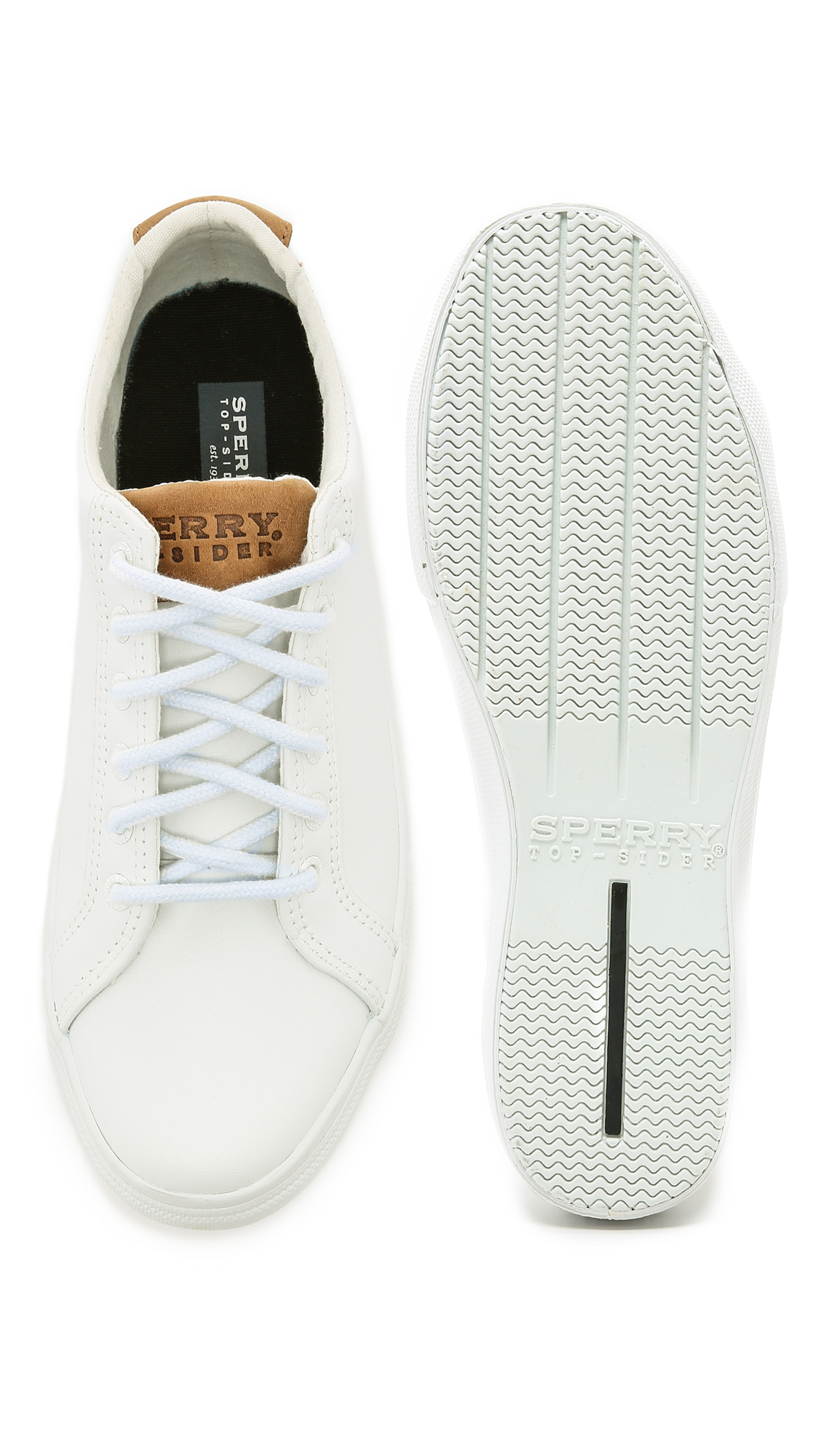 sperry striper lace up leather sneaker