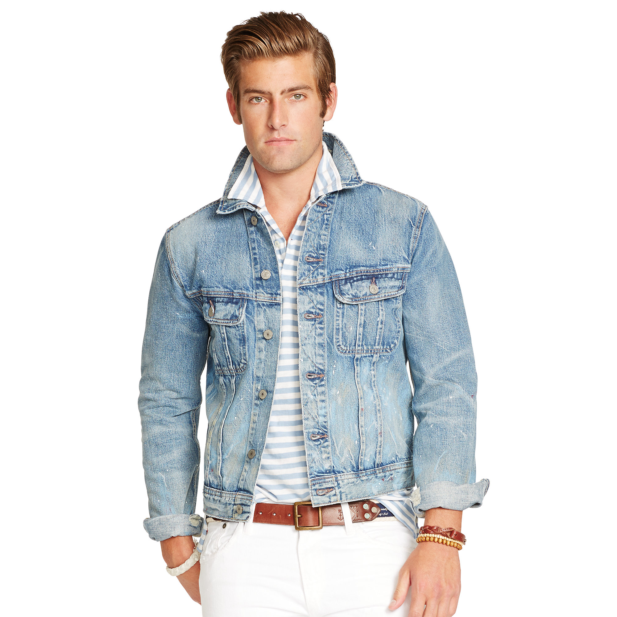 Polo Ralph Lauren Distressed Denim Jacket in Blue for Men - Lyst