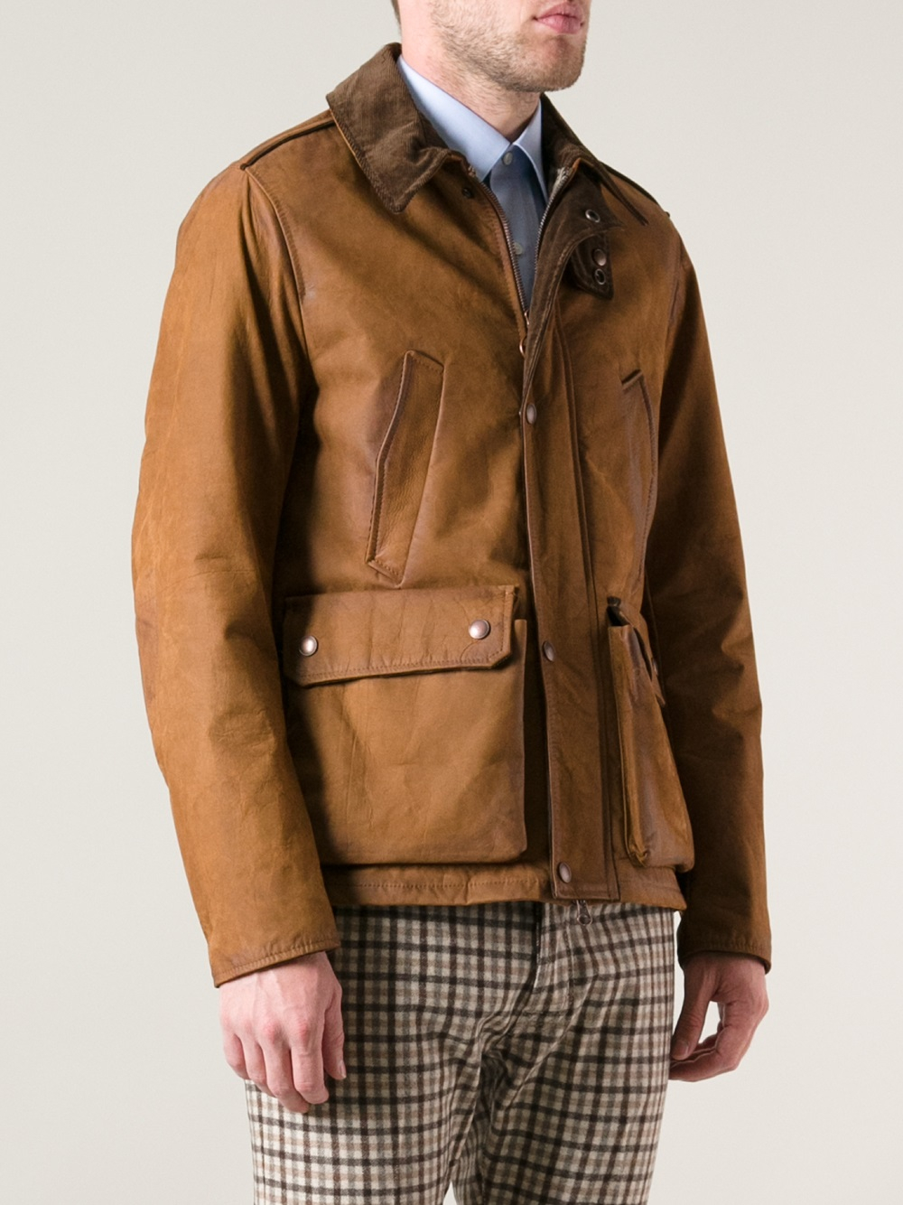 Jacob Cohen Contrast Collar Jacket in Brown for Men - Lyst