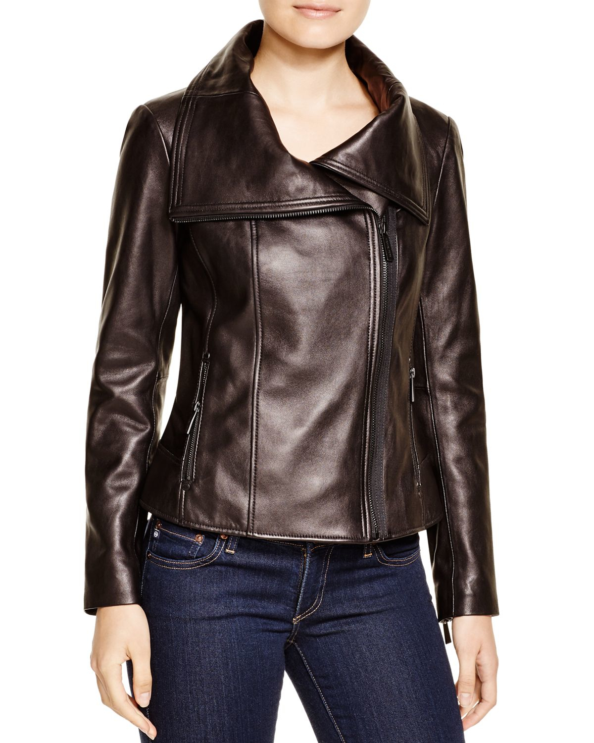 Kors by michael kors Leather Moto Jacket in Black - Save 25% | Lyst