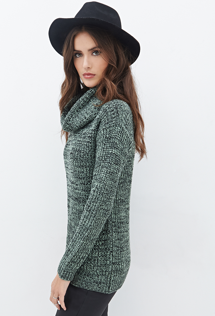 Forever 21 Contemporary Cowl Neck Sweater in Green | Lyst