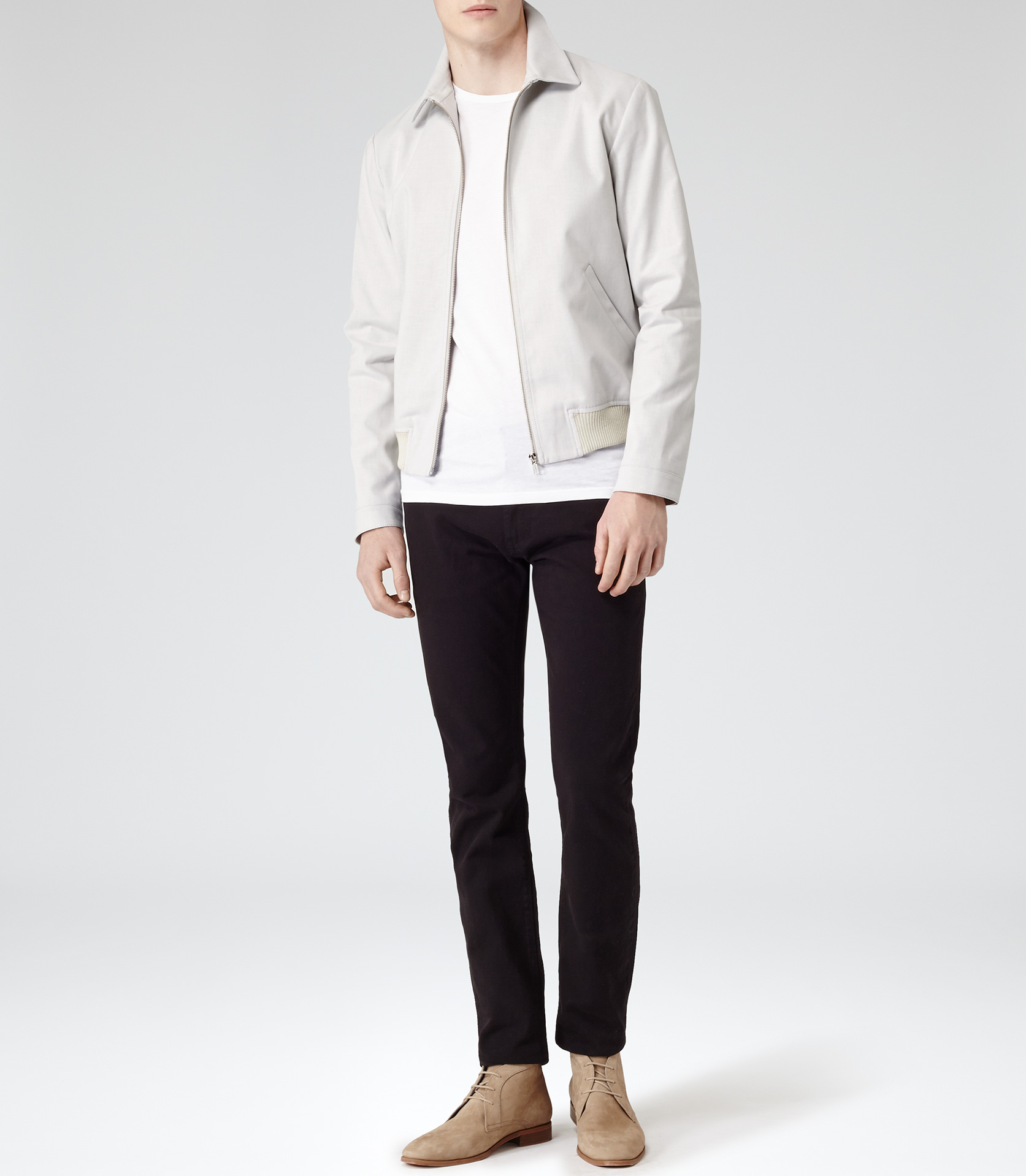 Reiss Ricco Modern Harrington Jacket in White for Men Lyst