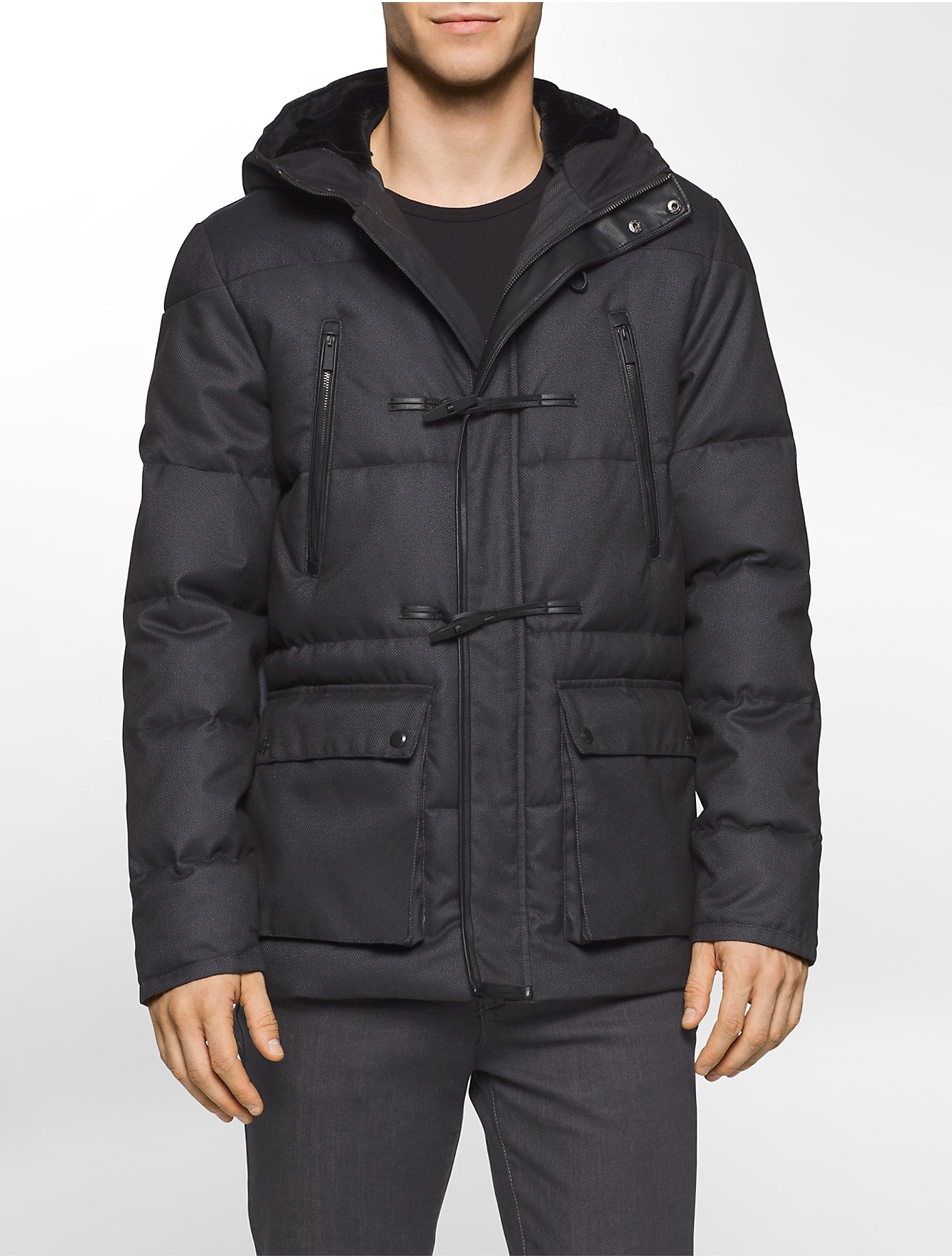 hooded toggle detail puffer
