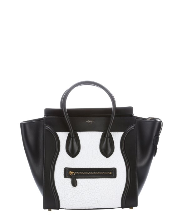 Céline Black And White Embossed Leather Phantom Tze Handbag In Gallery