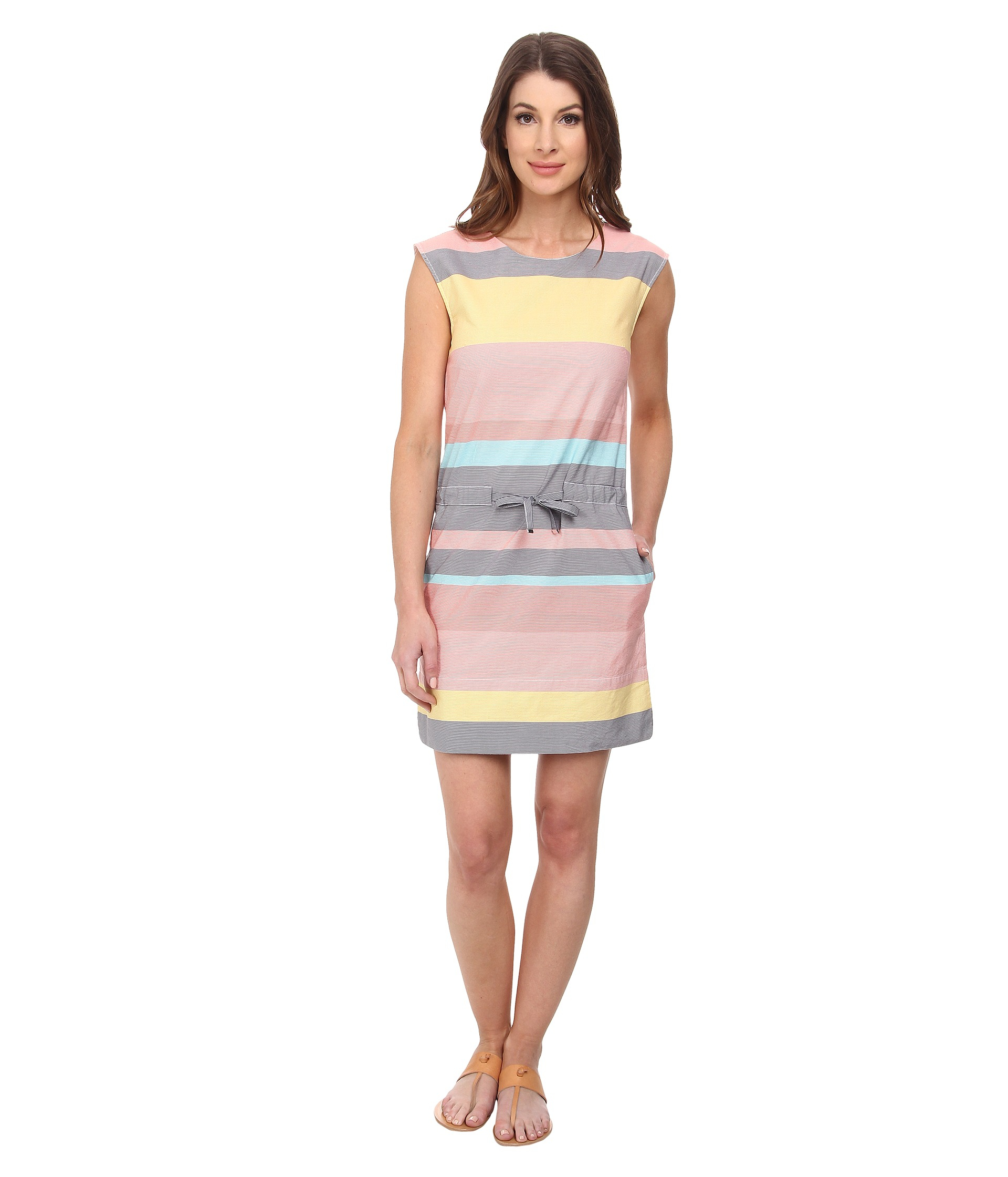 Lacoste Sleeveless MultiStripe Shift Dress in Pink Lyst