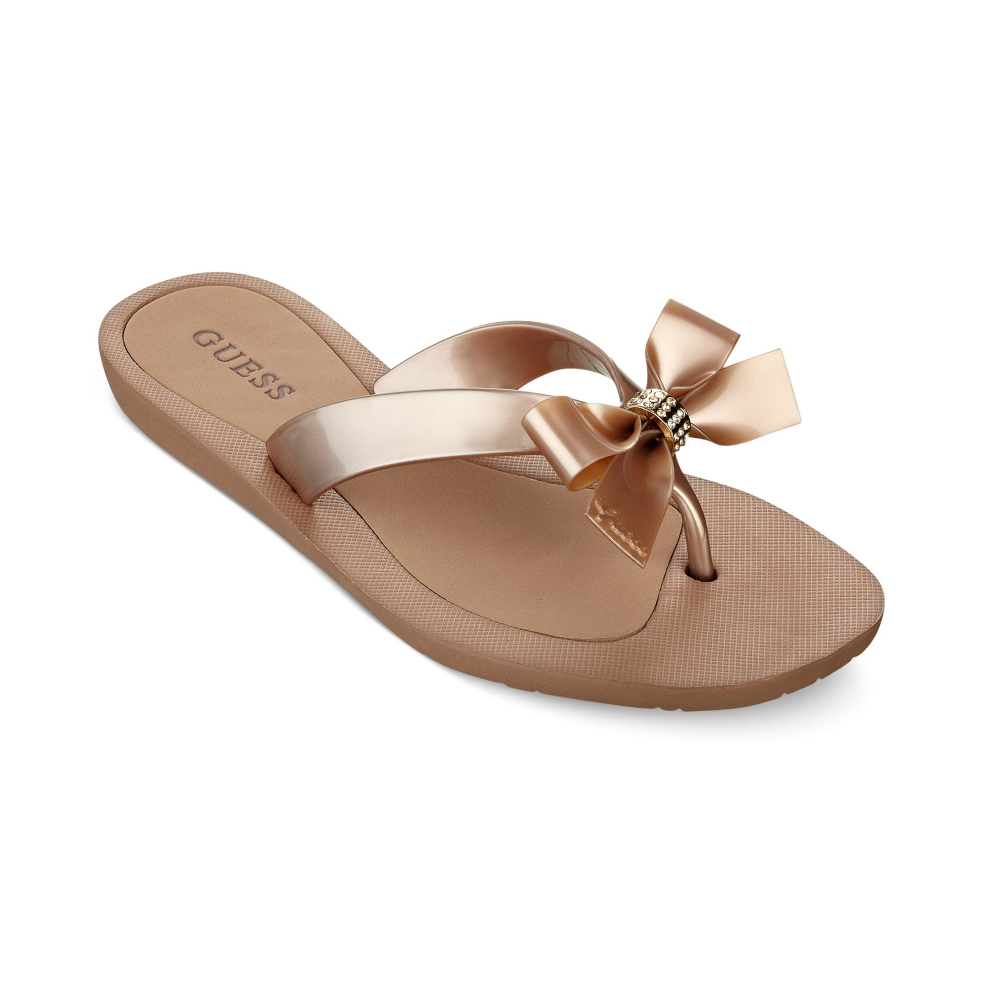 guess tutu bow flip flops rose gold