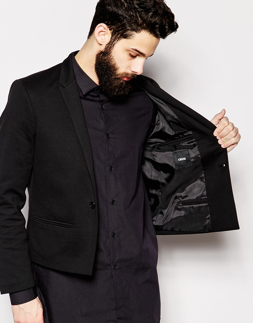 ASOS Slim Fit Cropped Blazer in Black for Men | Lyst