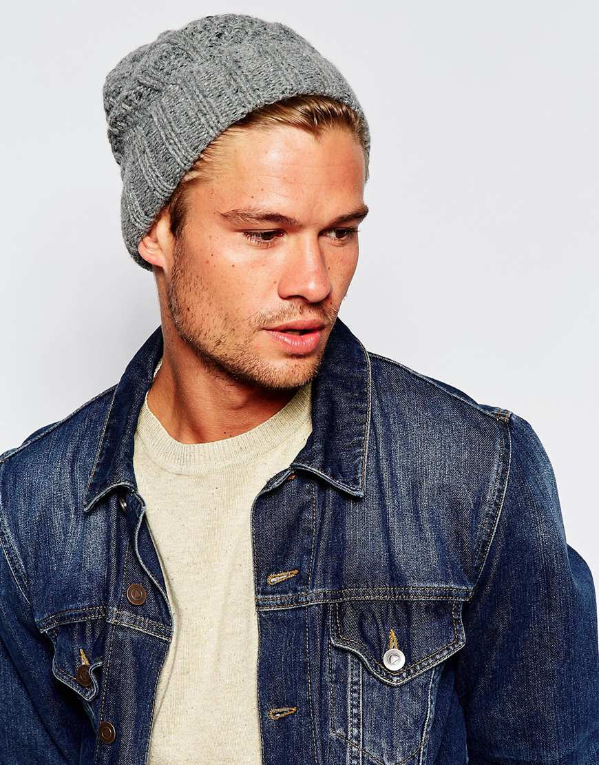 Grey cable knit beanie Clearance
