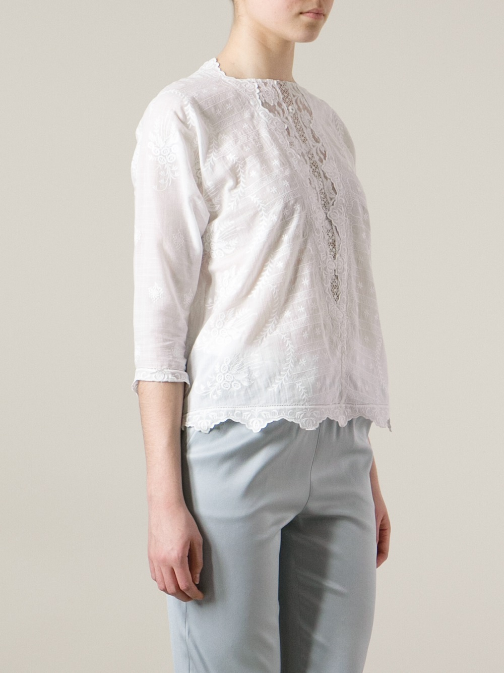 Vanessa Bruno Albane Embroidered Blouse in White | Lyst