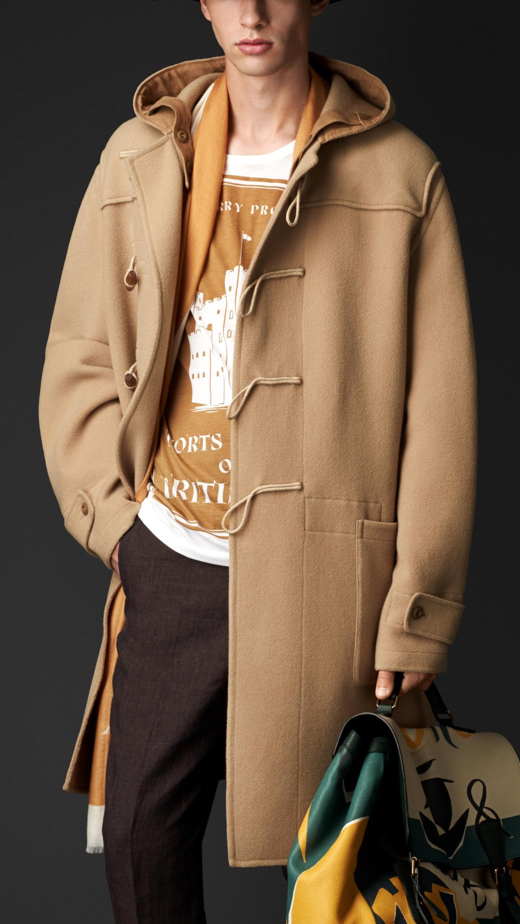 Burberry Double Cashmere Wool Duffle Coat in Natural for Men | Lyst