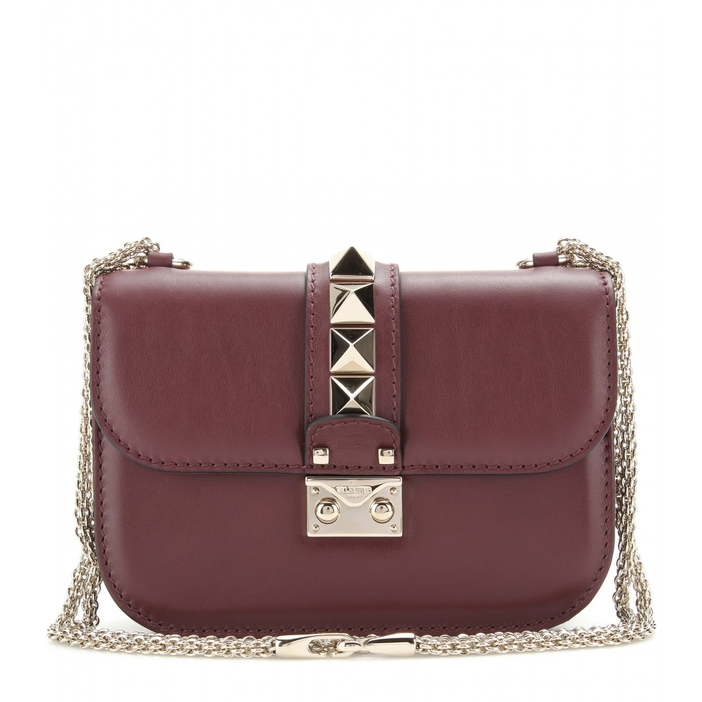 Valentino Lock Leather Shoulder Bag in Purple | Lyst