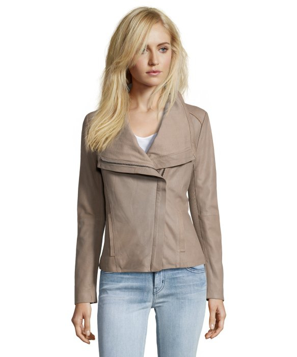 Elie Tahari Mink Suede Asymmetrical Zip Front Jacket in Brown (taupe) | Lyst