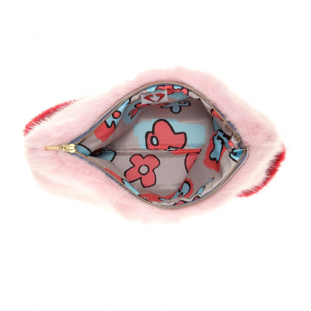 Lyst Shrimps Pink Faux Fur Pablo Clutch in Pink