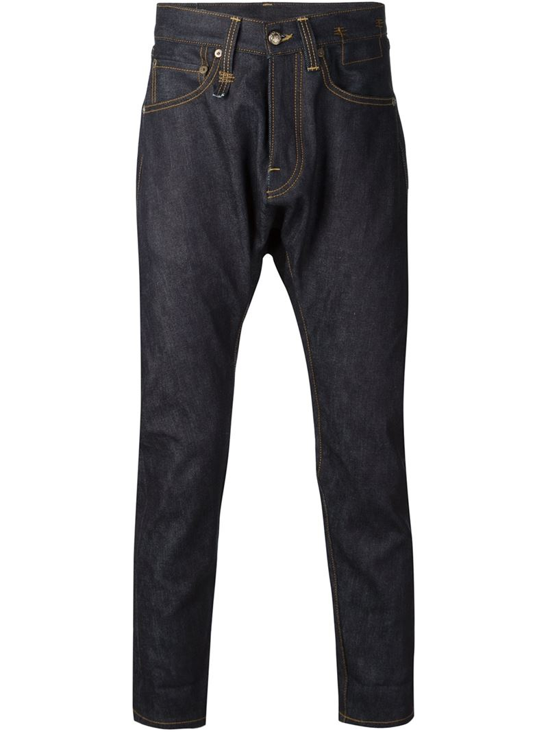 R13 Cropped Drop Crotch Jeans in Blue for Men - Lyst