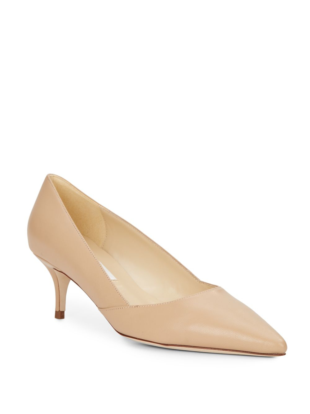 Saks fifth avenue Marcie Leather Kittenheel Pumps in Natural Lyst