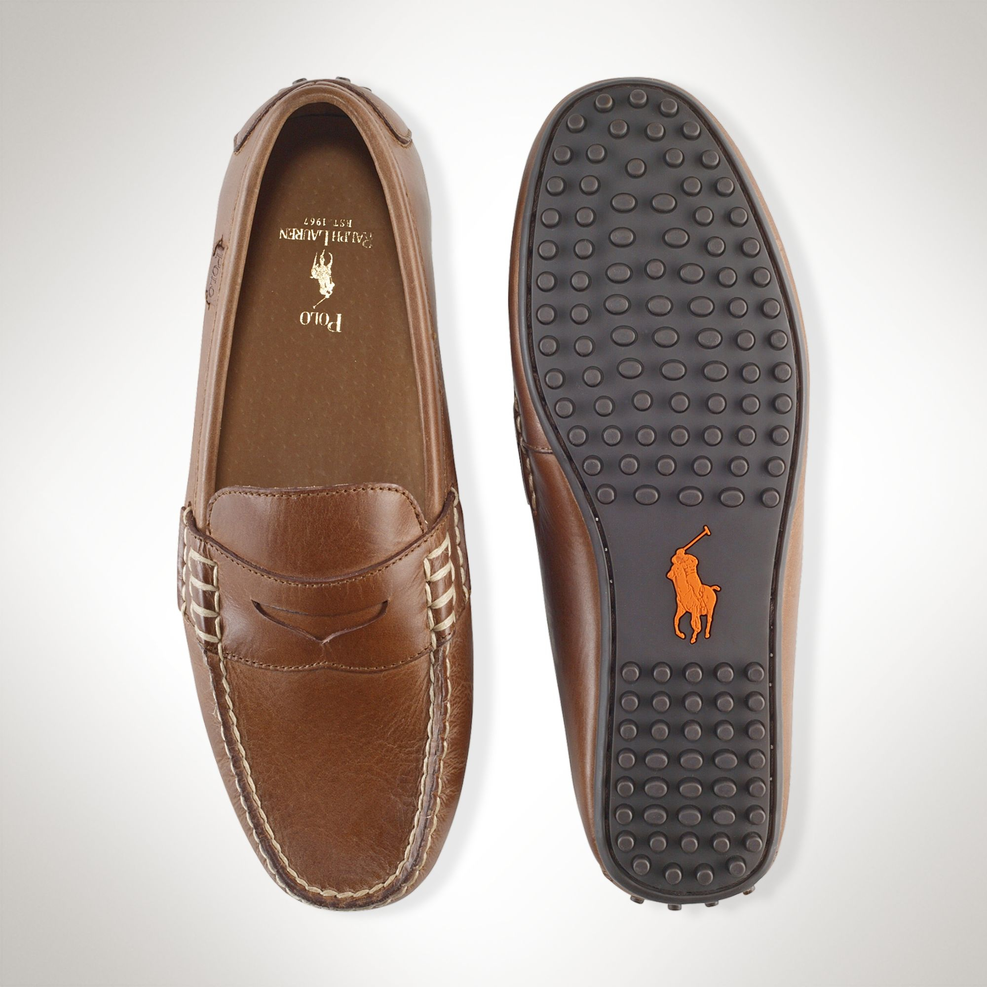 Polo Ralph Lauren Leather Wes Penny Loafer in Brown for Men | Lyst UK