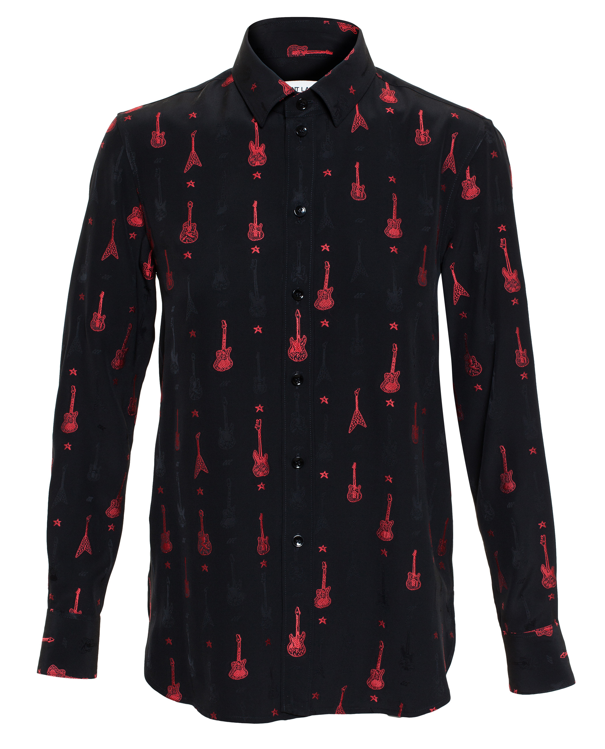 Saint Laurent Silk Guitar Embroidered Blouse in Black Brown (Black) Lyst