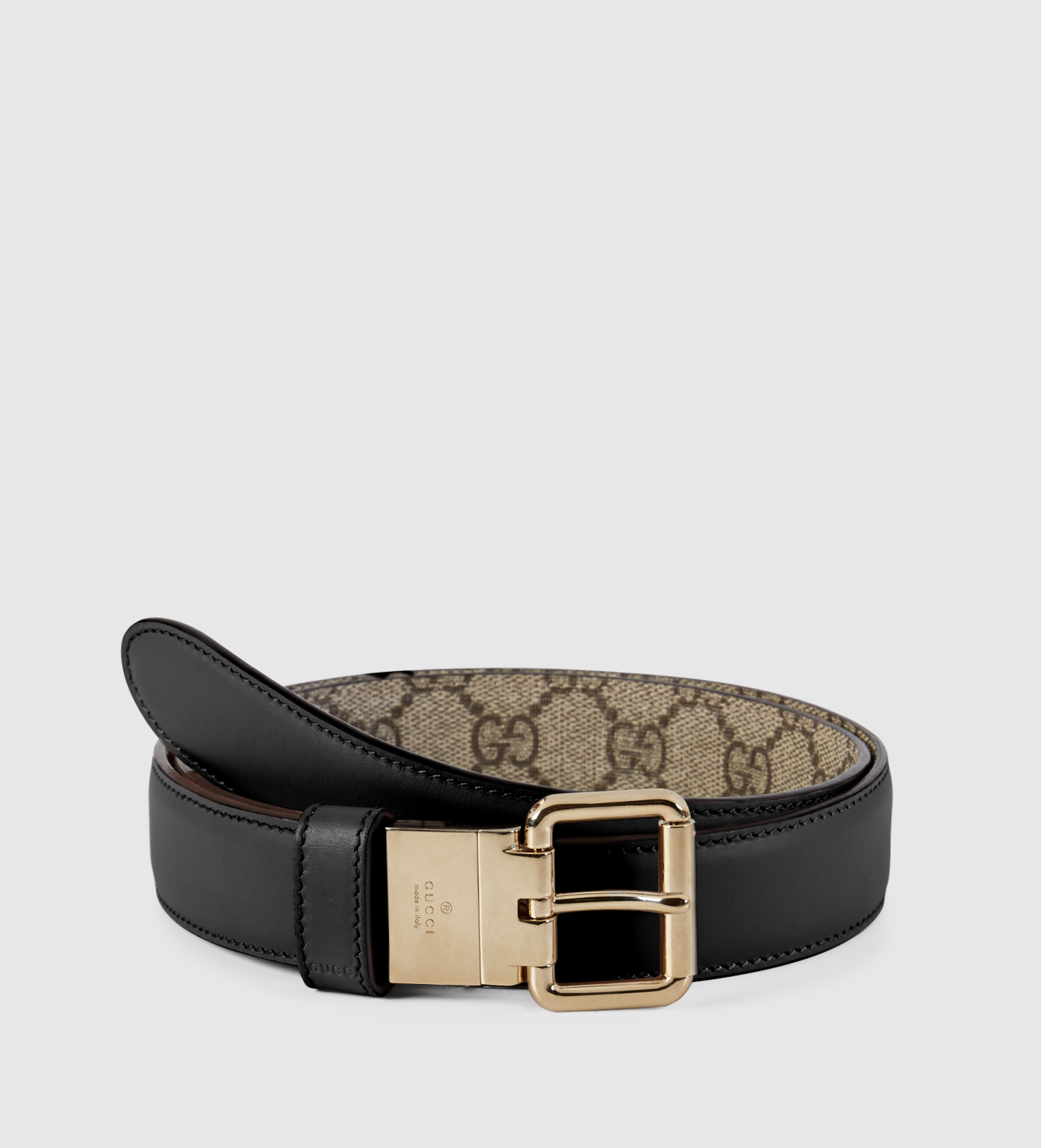 Gucci Reversible Leather And Gg Supreme Belt in Black - Lyst