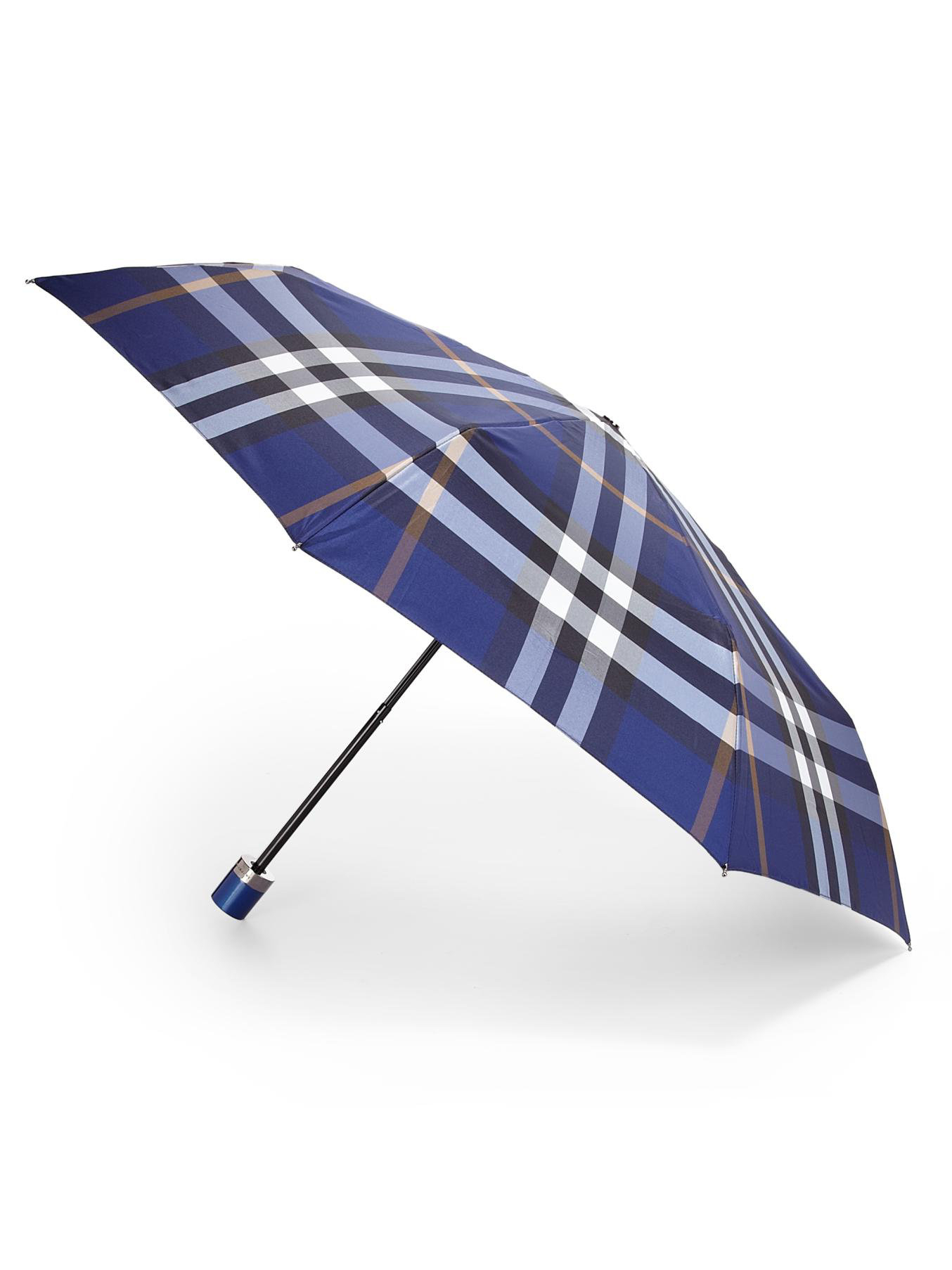 Burberry Check Trafalgar Folding Packable Umbrella in Sapphire (Blue