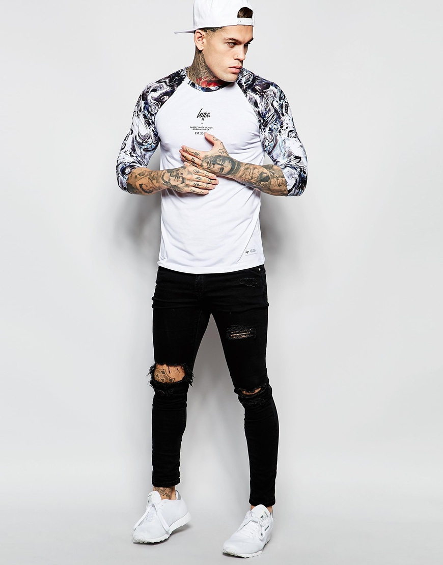 Download Hype 3/4 Sleeve Raglan T-shirt With Marble Print Sleeve in ...