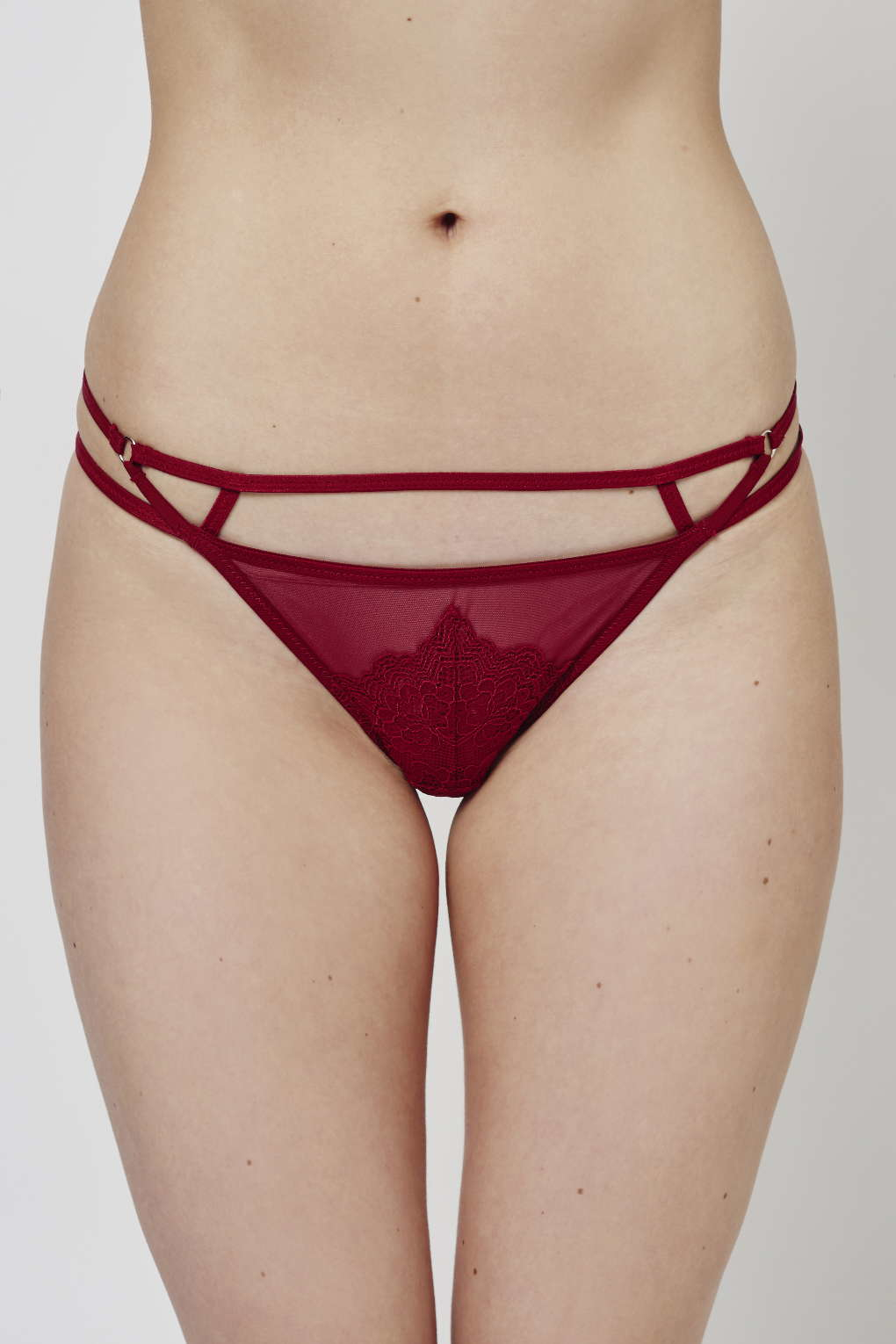 red dobby mesh knicker belt
