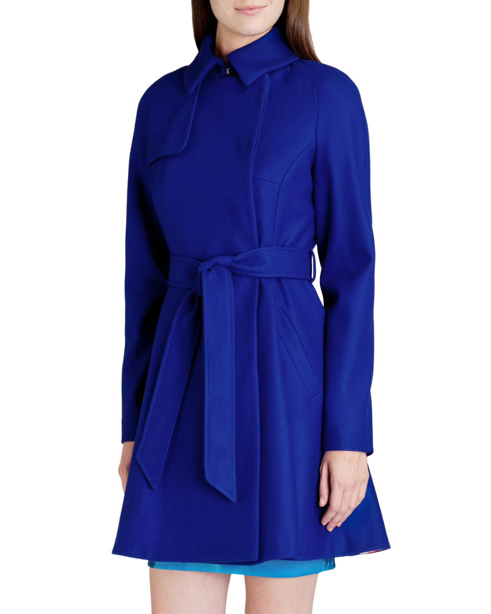 Ted Baker Albine Wool Trench Coat in Bright Blue (Blue) - Lyst
