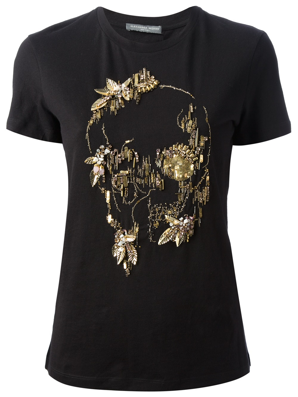 Alexander McQueen Beaded Skull T-Shirt in Black | Lyst UK