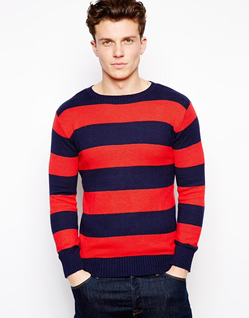 Gant Rugger | Red Crew Neck Striped Sweater for Men | Lyst